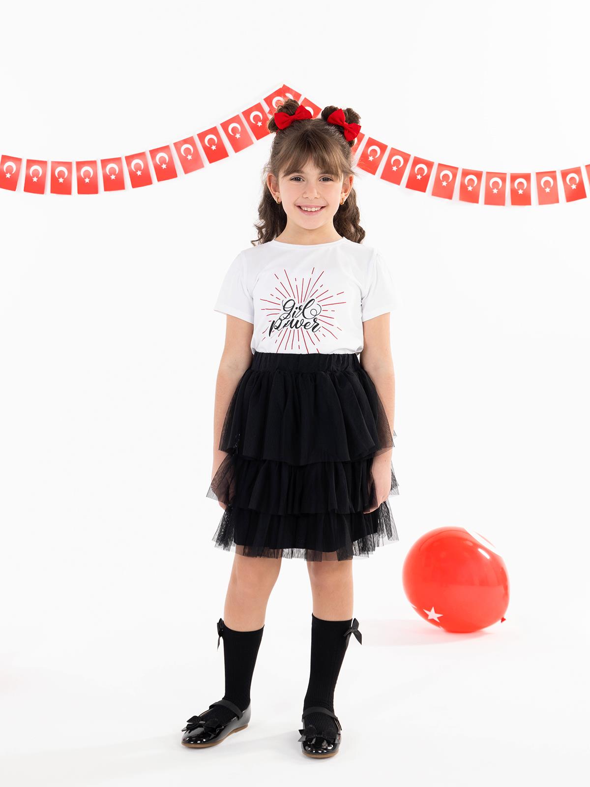 Civil Girls Girl Power 4-9 Yaş Tişört - Beyaz