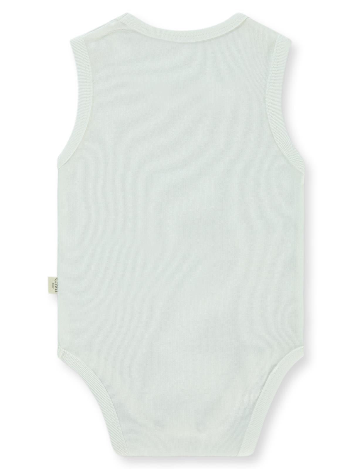 Civil Baby Düz Sıfır Kol 3-9 Ay Çıtçıtlı Badi - Beyaz