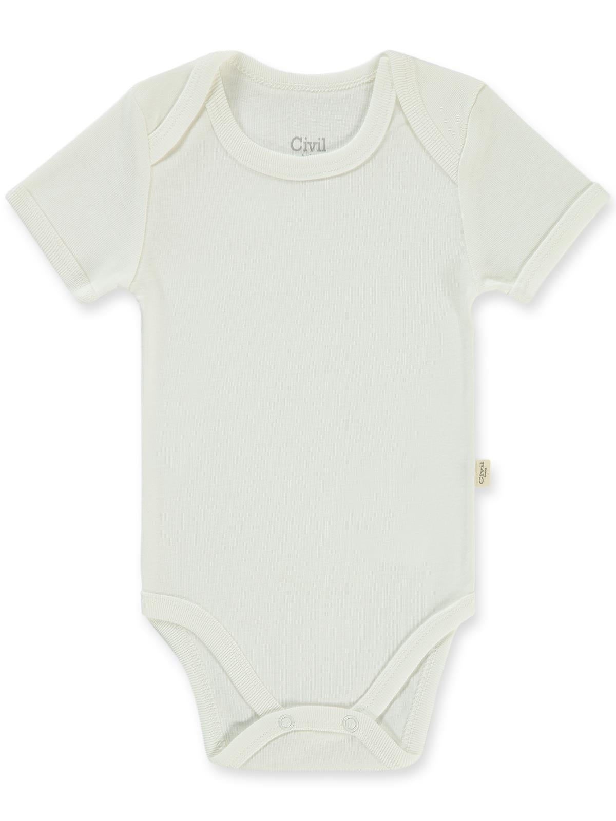 Civil Baby Düz Kısa Kol 3-9 Ay Çıtçıtlı Badi - Beyaz