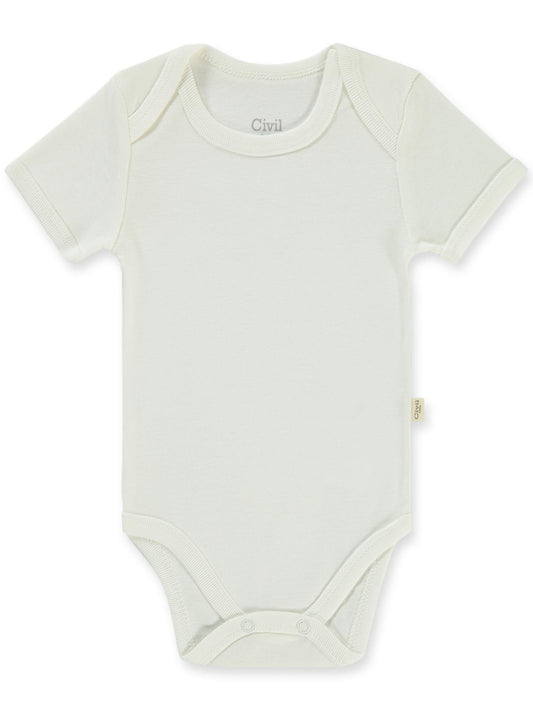 Civil Baby Düz Kısa Kol  Çıtçıtlı Badi - Beyaz