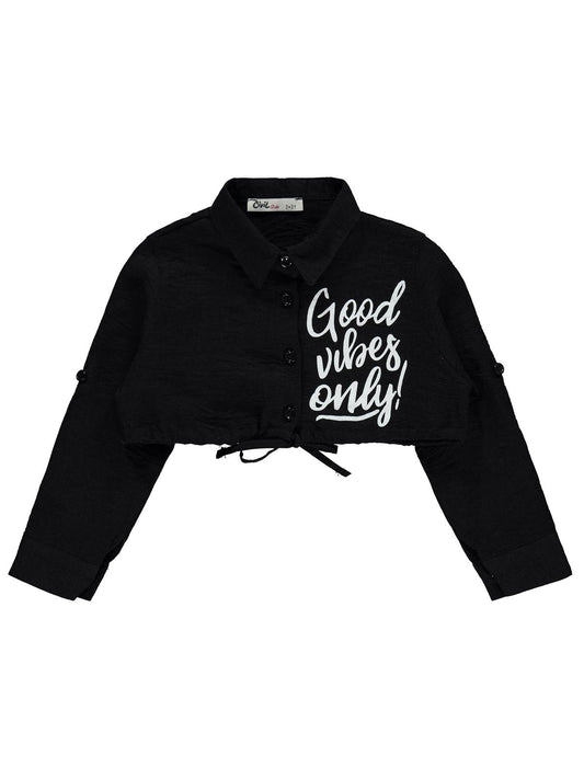 Civil Girls Good Vibes Only Baskılı 2-5 Yaş Gömlek - Siyah