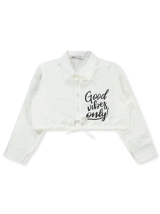 Civil Girls Good Vibes Only Baskılı 6-9 Yaş Gömlek - Beyaz