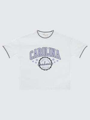 Civil Girls Carolina Baskılı Kolej 10-13 Yaş Tişört - Beyaz