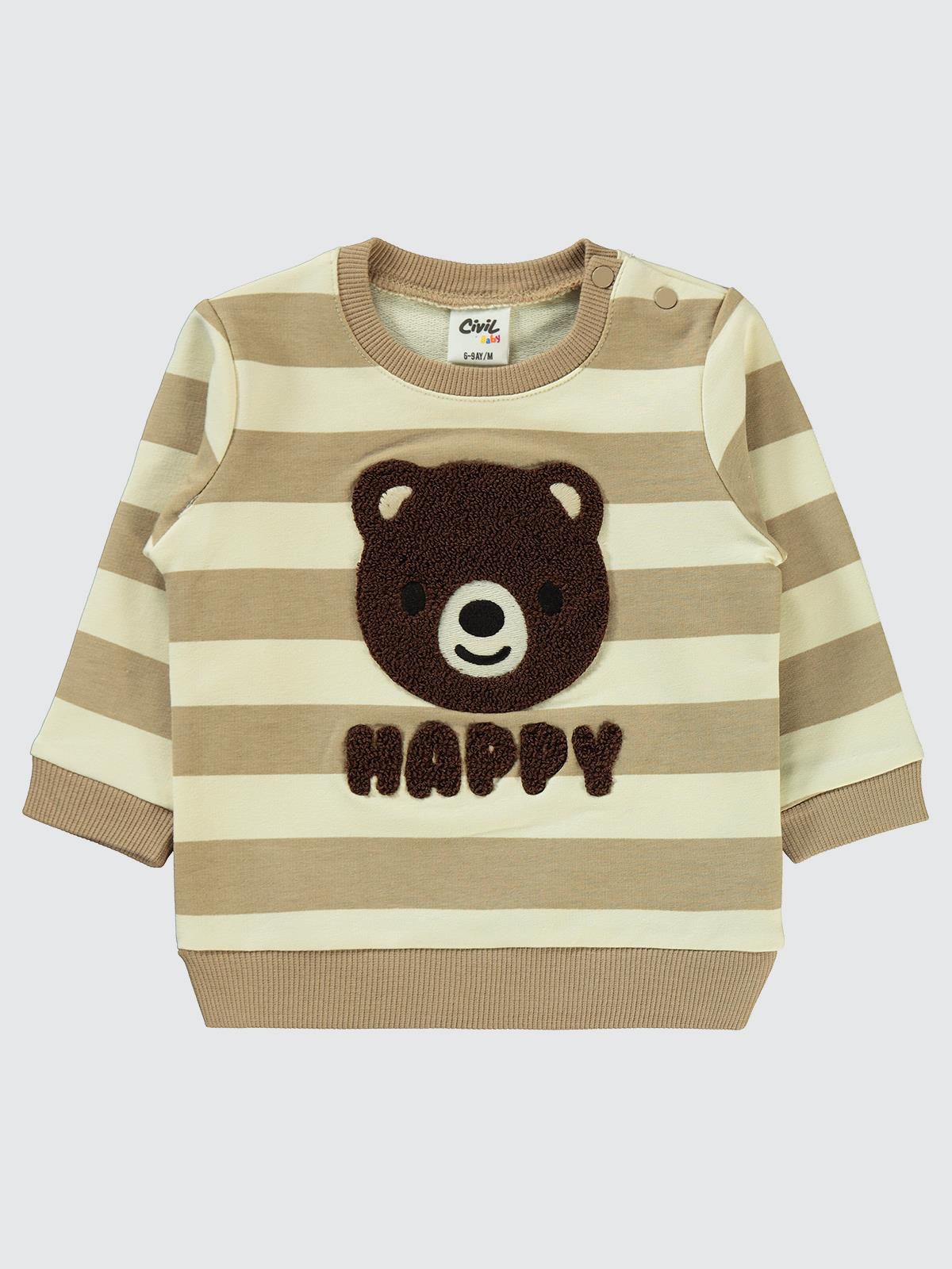 Civil Baby Çizgili 6-18 Ay Sweatshirt - Kahverengi