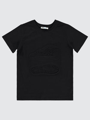 Civil Boys Cool Wave Ayakkabı Baskılı 10-13 Yaş Tişört - Siyah