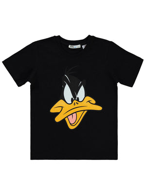 Looney Tunes Duffy Duck Baskılı 6-9 Yaş Tişört - Siyah