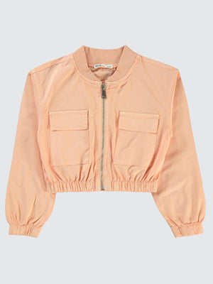 Civil Girls Crop 6-9 Yaş Ceket - Pudra