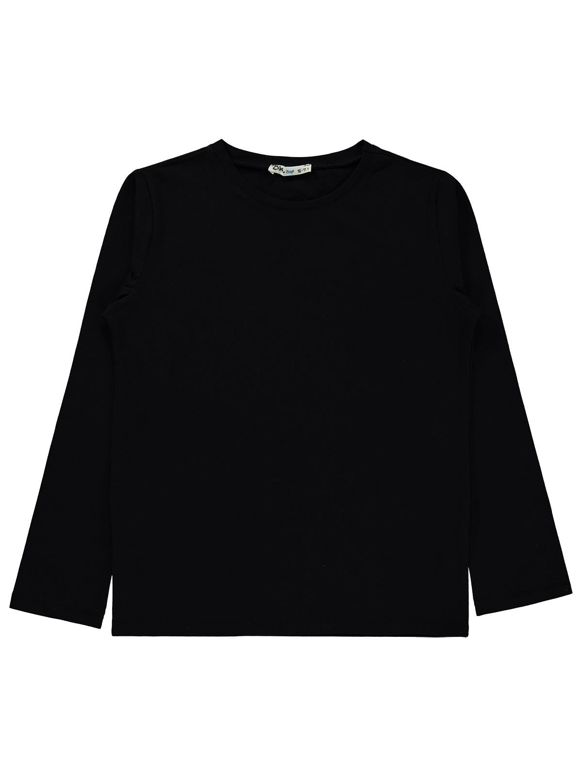 Civil Erkek Çocuk Basic Sweatshirt | Likralı Süprem Uzun Kol | Okul Kreş ve Günlük Kullanım - Siyah