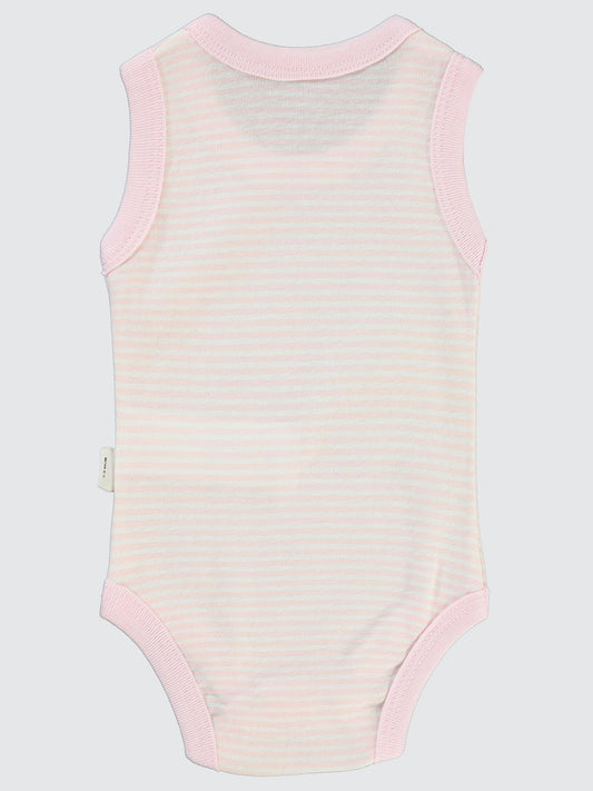 Civil Baby Çizgili Empirme 1-36 Ay Çıtçıtlı Badi - Pembe