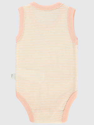 Civil Baby Çizgili Empirme 1-36 Ay Çıtçıtlı Badi - Pudra