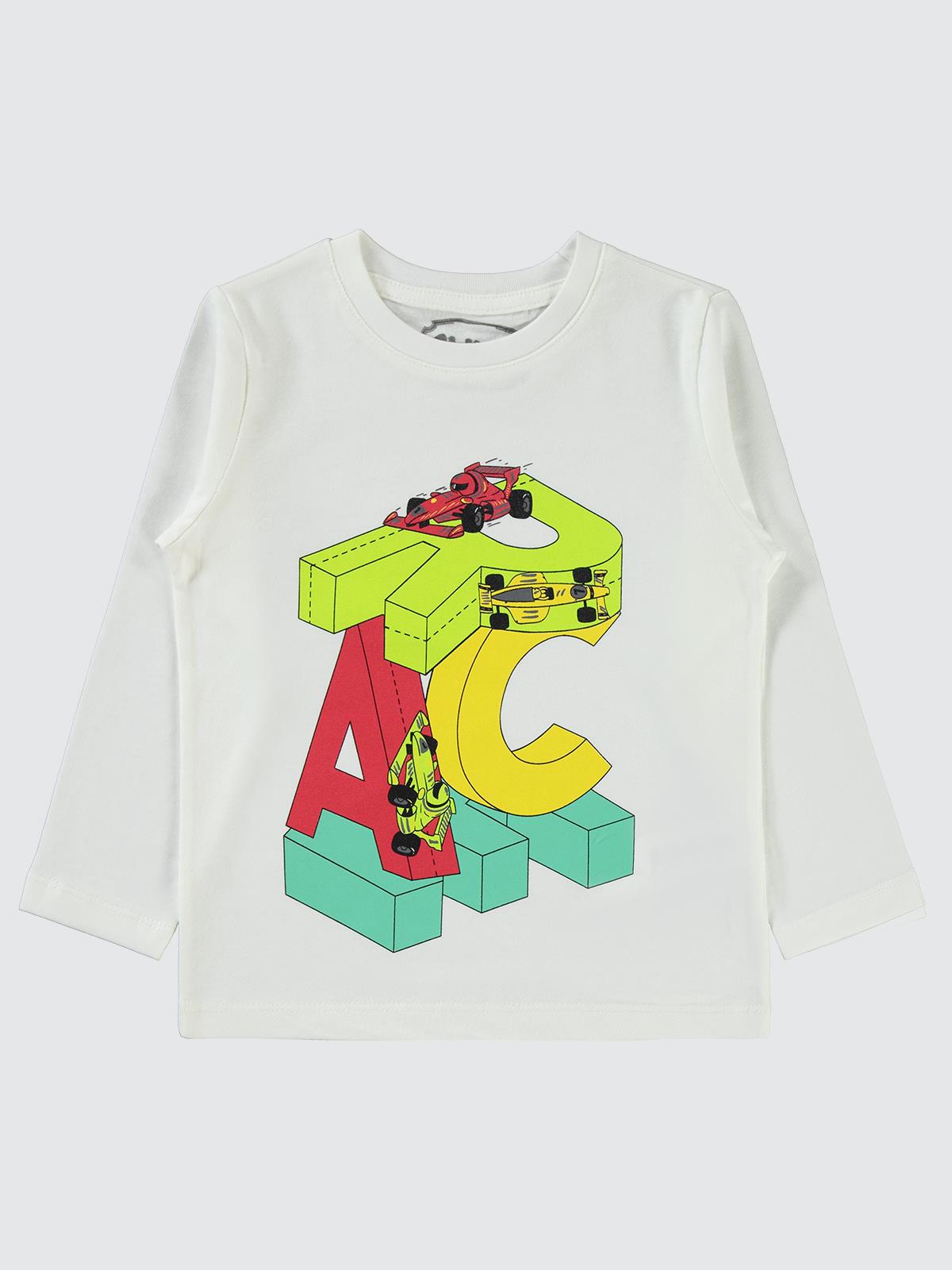 Civil Boys Race Baskı 2-5 Yaş Sweat - Ekru