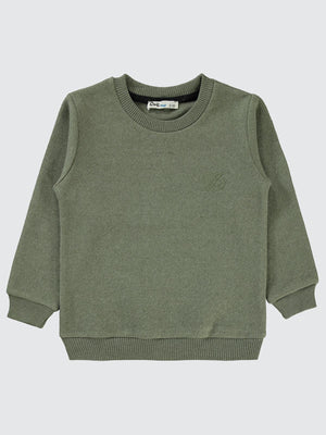 Civil Erkek Çocuk 96 Nakışlı Sweatshirt | Selanik Uzun Kol | Okul Kreş ve Günlük Kullanım - Haki