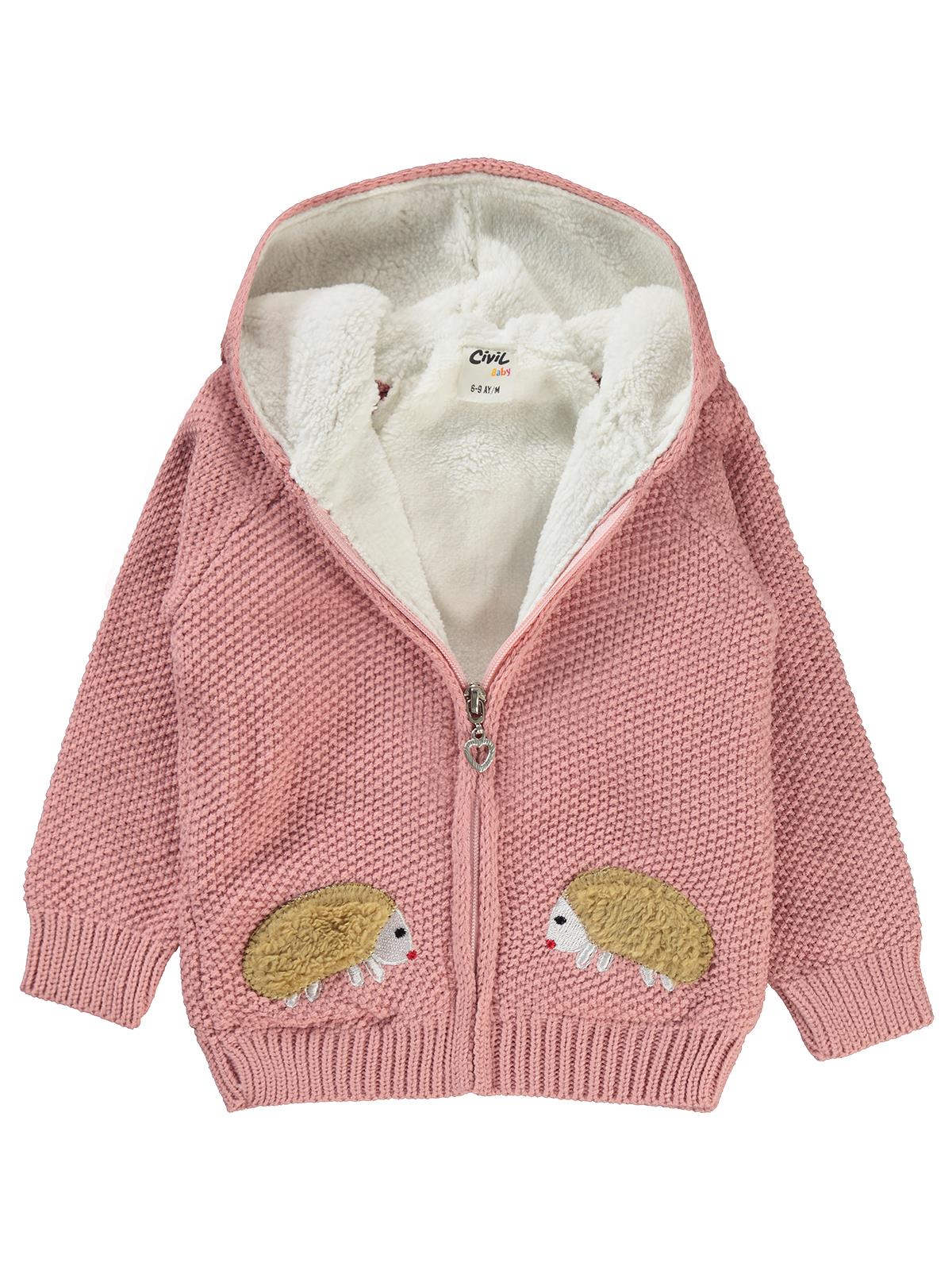 Civil Baby Kirpi Nakışlı 6-18 Ay Hırka - Pudra