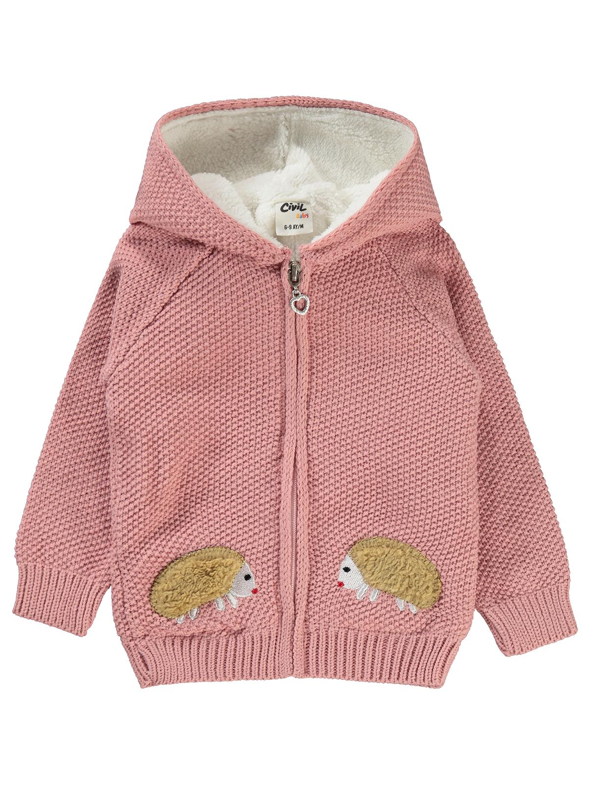 Civil Baby Kirpi Nakışlı 6-18 Ay Hırka - Pudra