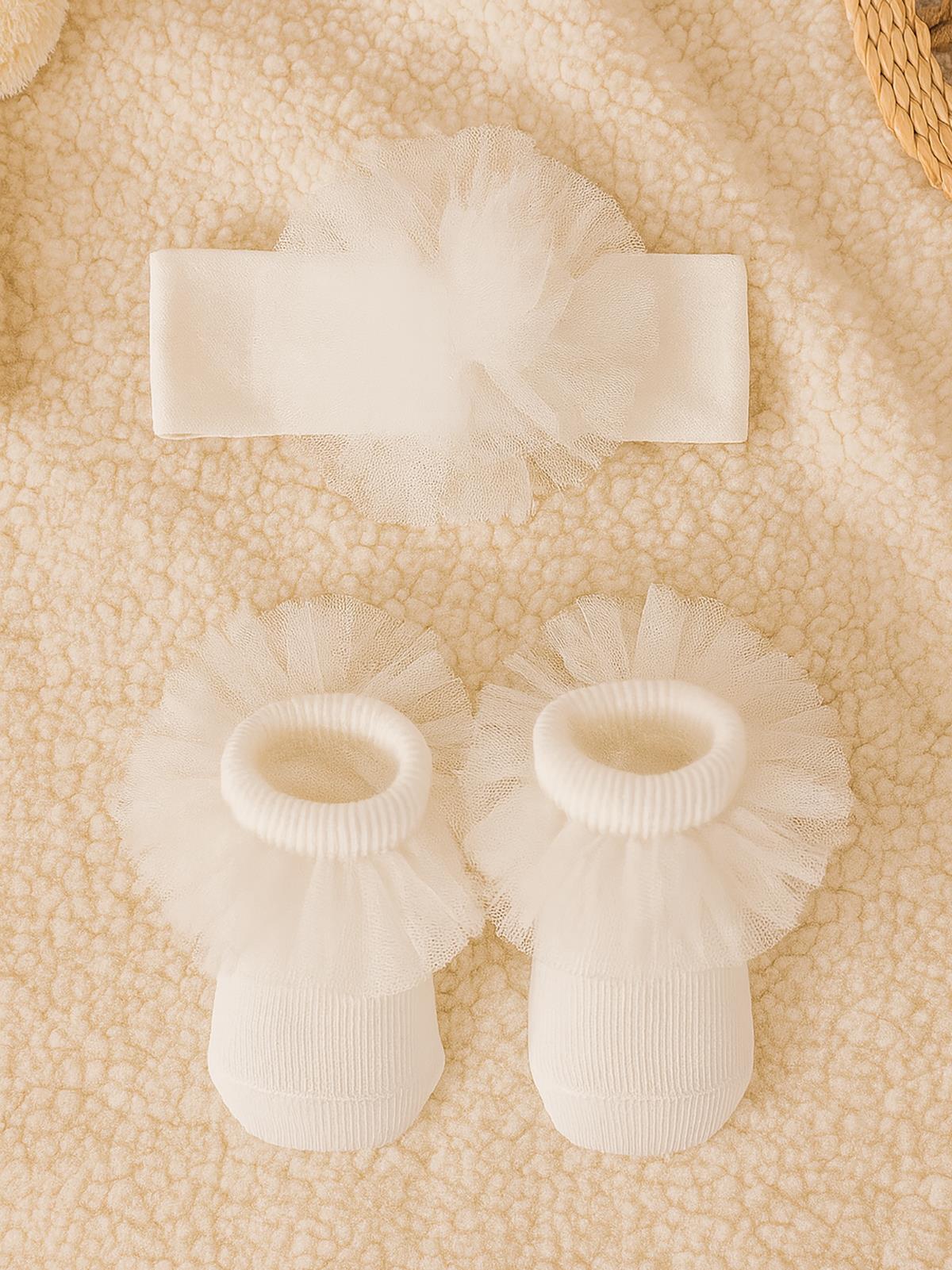 Civil Baby Tüllü Çorap ve Bandana 0-24 Ay Bebek Kız Çorap Set - Beyaz