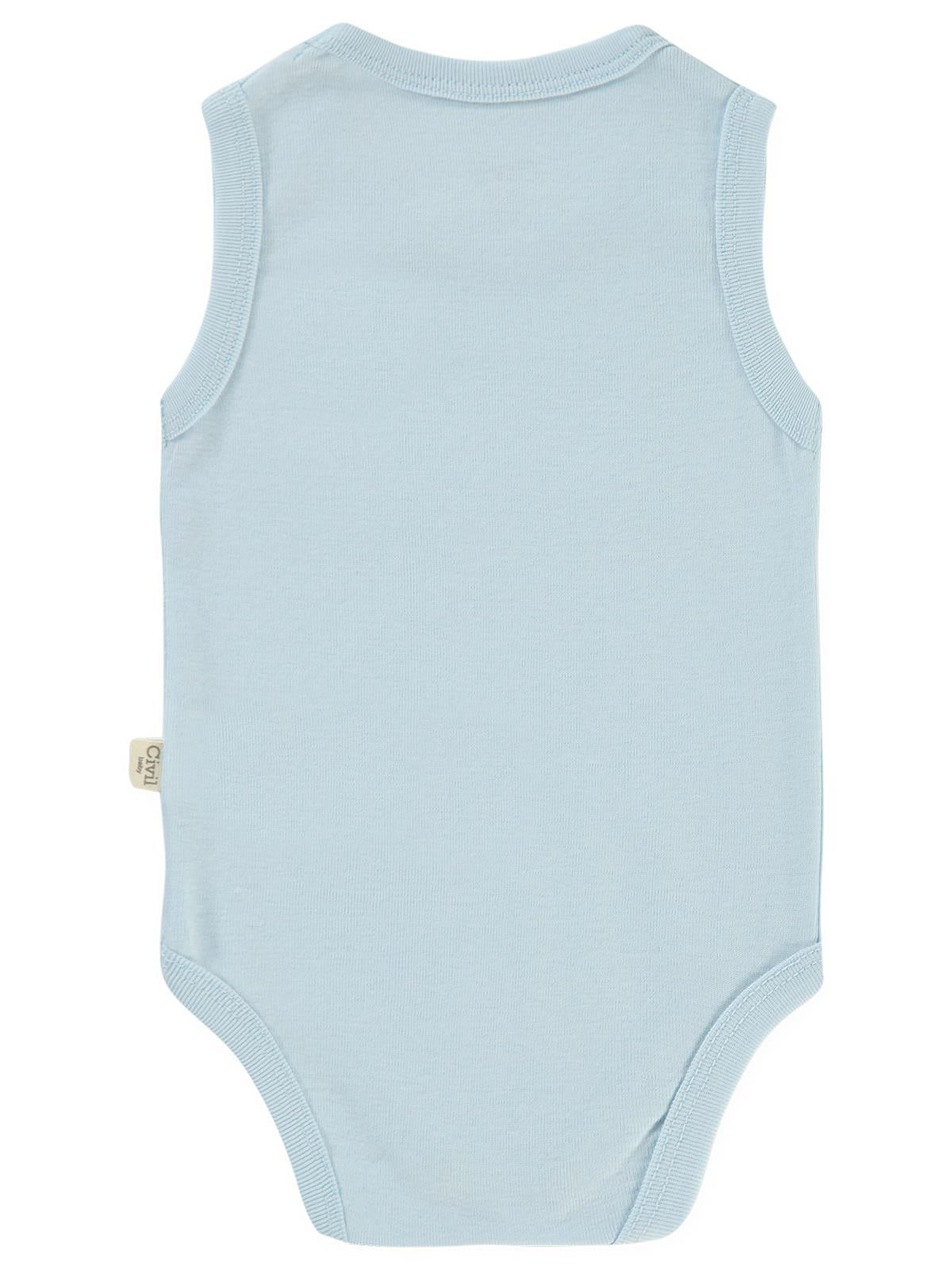 Civil Baby Düz Renkli 0-1 Ay Çıtçıtlı Badi - Mavi