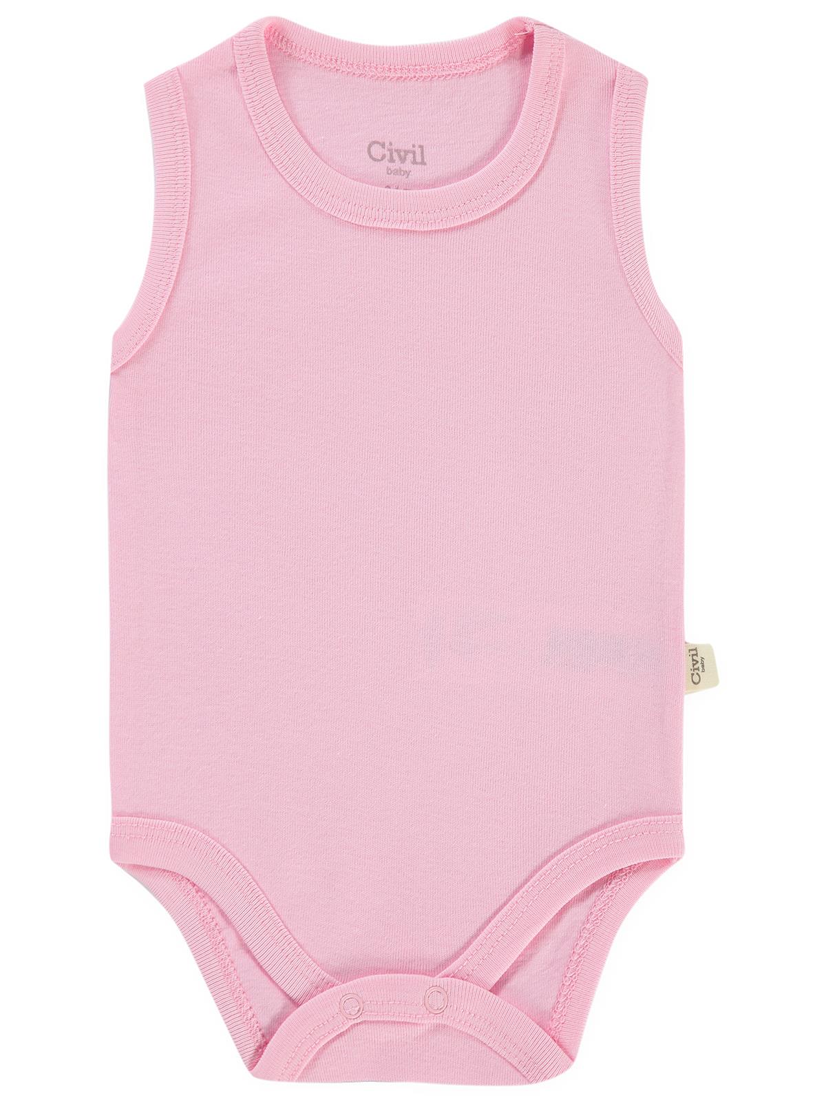 Civil Baby Düz Renkli 3-9 Ay Çıtçıtlı Badi - Pembe