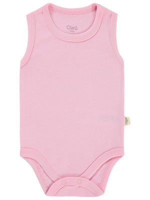Civil Baby Düz Renkli 3-9 Ay Çıtçıtlı Badi - Pembe