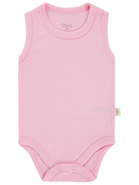 Civil Baby Düz Renkli 3-9 Ay Çıtçıtlı Badi - Pembe