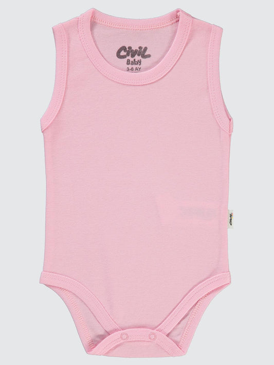 Civil Baby Düz Renkli 1-3 Yaş Çıtçıtlı Badi - Pembe