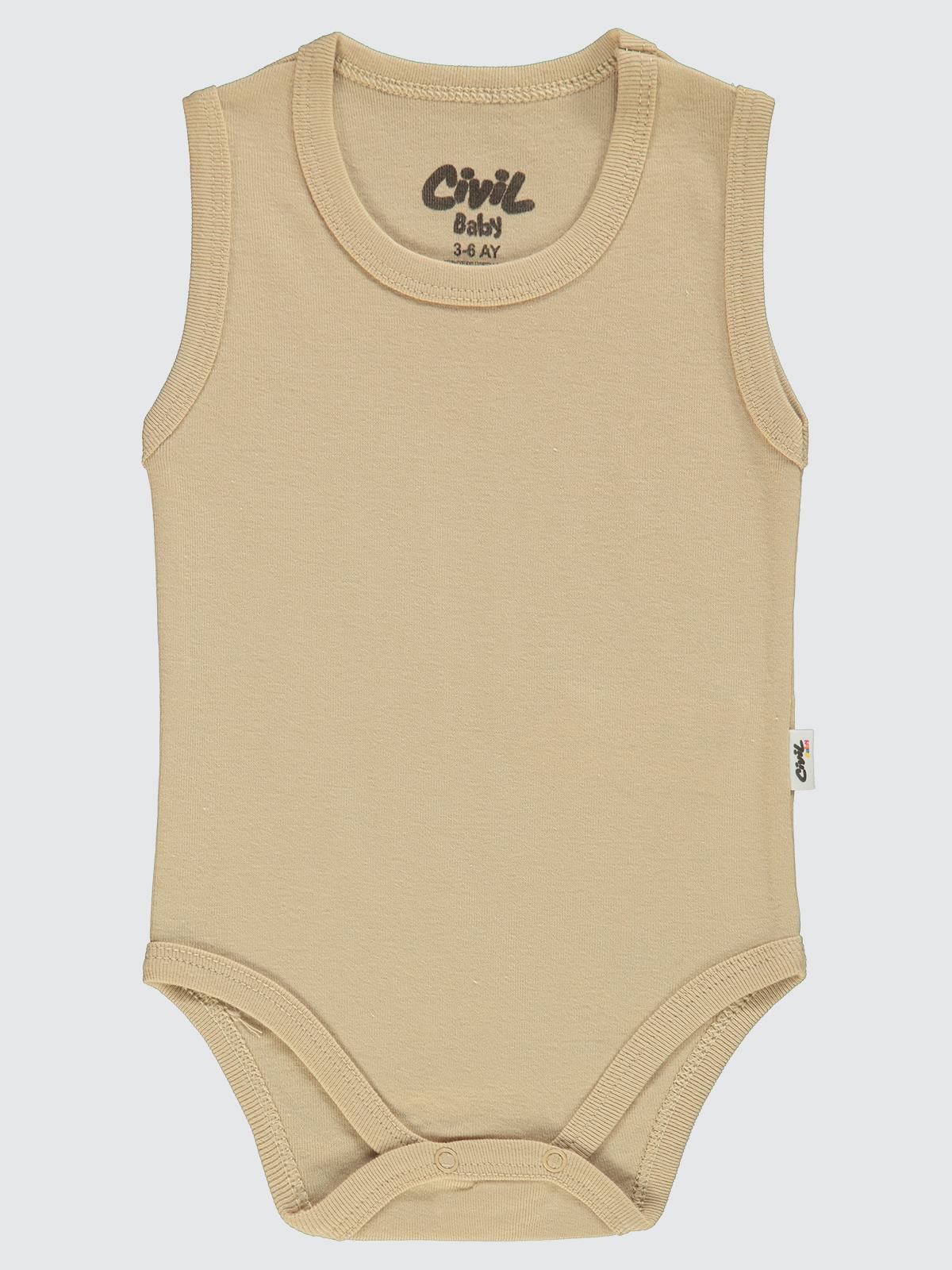 Civil Baby Düz Renkli 1-3 Yaş Çıtçıtlı Badi - Kahverengi