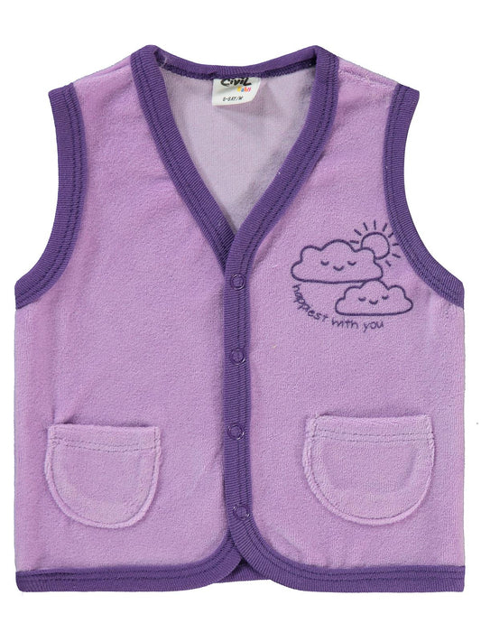 Civil Baby Bulut Baskılı Cepli 6-18 Ay Yelek - Lila