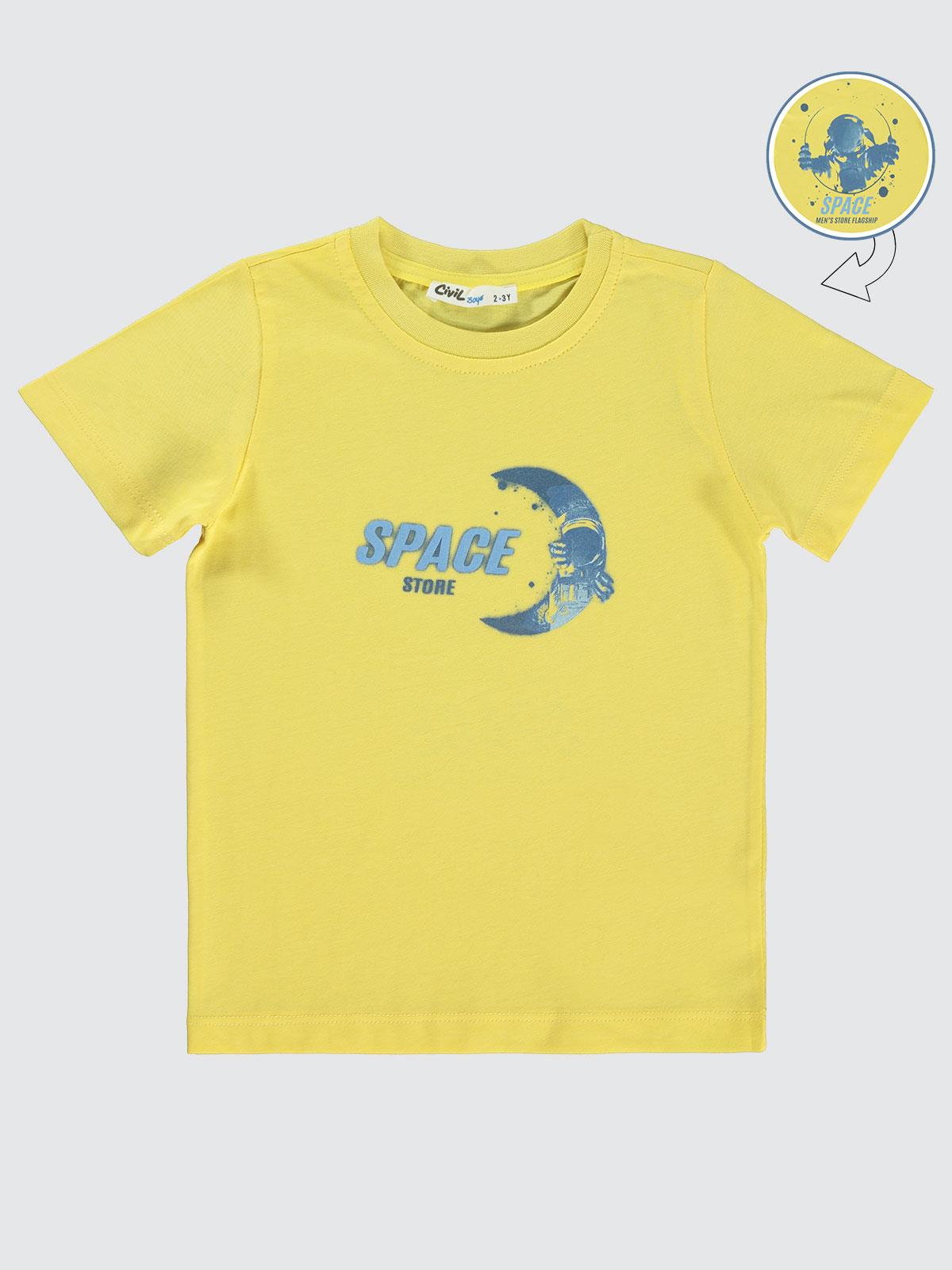 Civil Boys Space Store Baskılı 2-5 Yaş Tişört - Sarı
