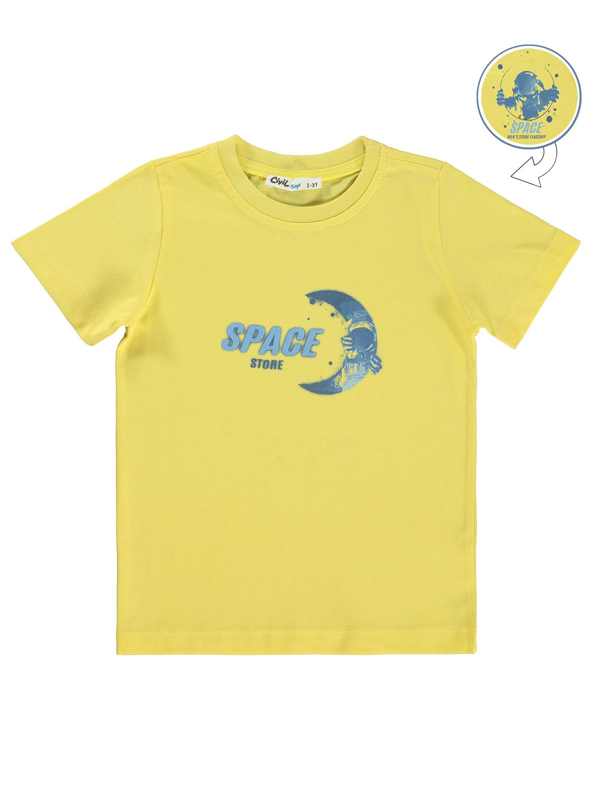 Civil Boys Space Store Baskılı 2-5 Yaş Tişört - Sarı
