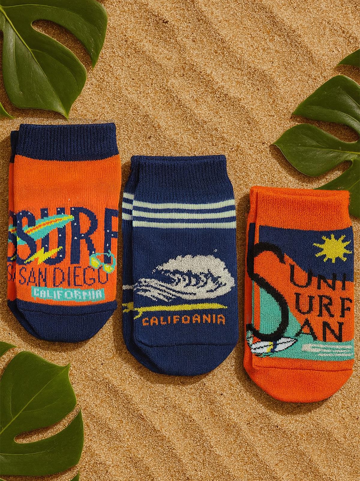 Civil Erkek Çocuk Surf 3'lü Erkek Patik Çorap | Baskılı | Okul Kreş ve Günlük Kullanım