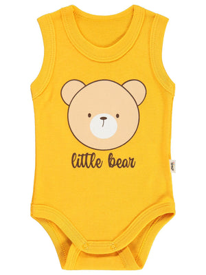 Civil Baby Little Bear Baskılı 1-36 Ay Çıtçıtlı Badi - Hardal