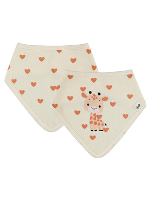 Civil Baby Kalp - Zürafa Desenli Mama Önlüğü - Fil Dişi