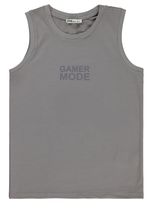 Civil Boys Gamer Mode Reflektör Baskılı Sıfır Kol 10-13 Yaş Tişört - Gri