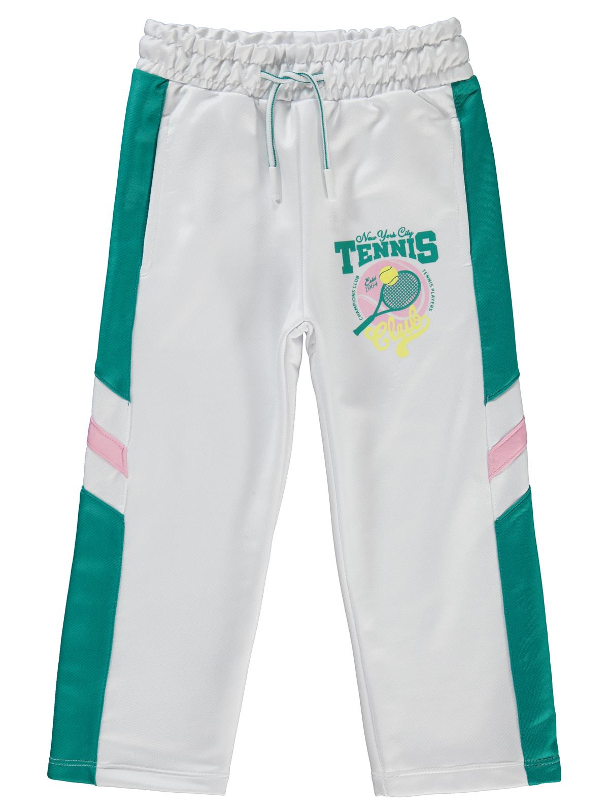 Civil Girls Tenis Baskılı 2-5 Yaş Eşofman Altı - Beyaz