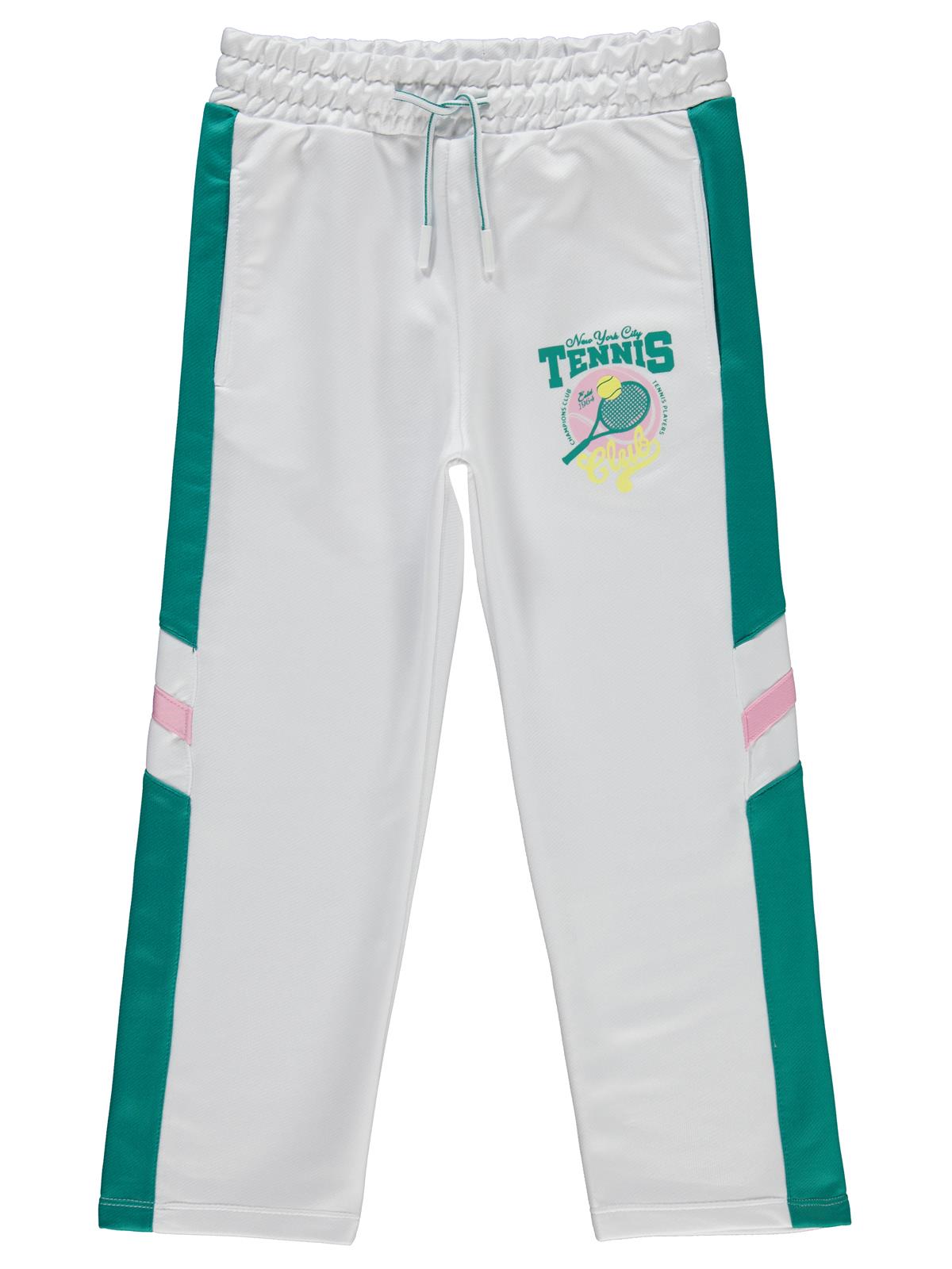 Civil Girls Tenis Baskılı 6-9 Yaş Eşofman Altı - Beyaz