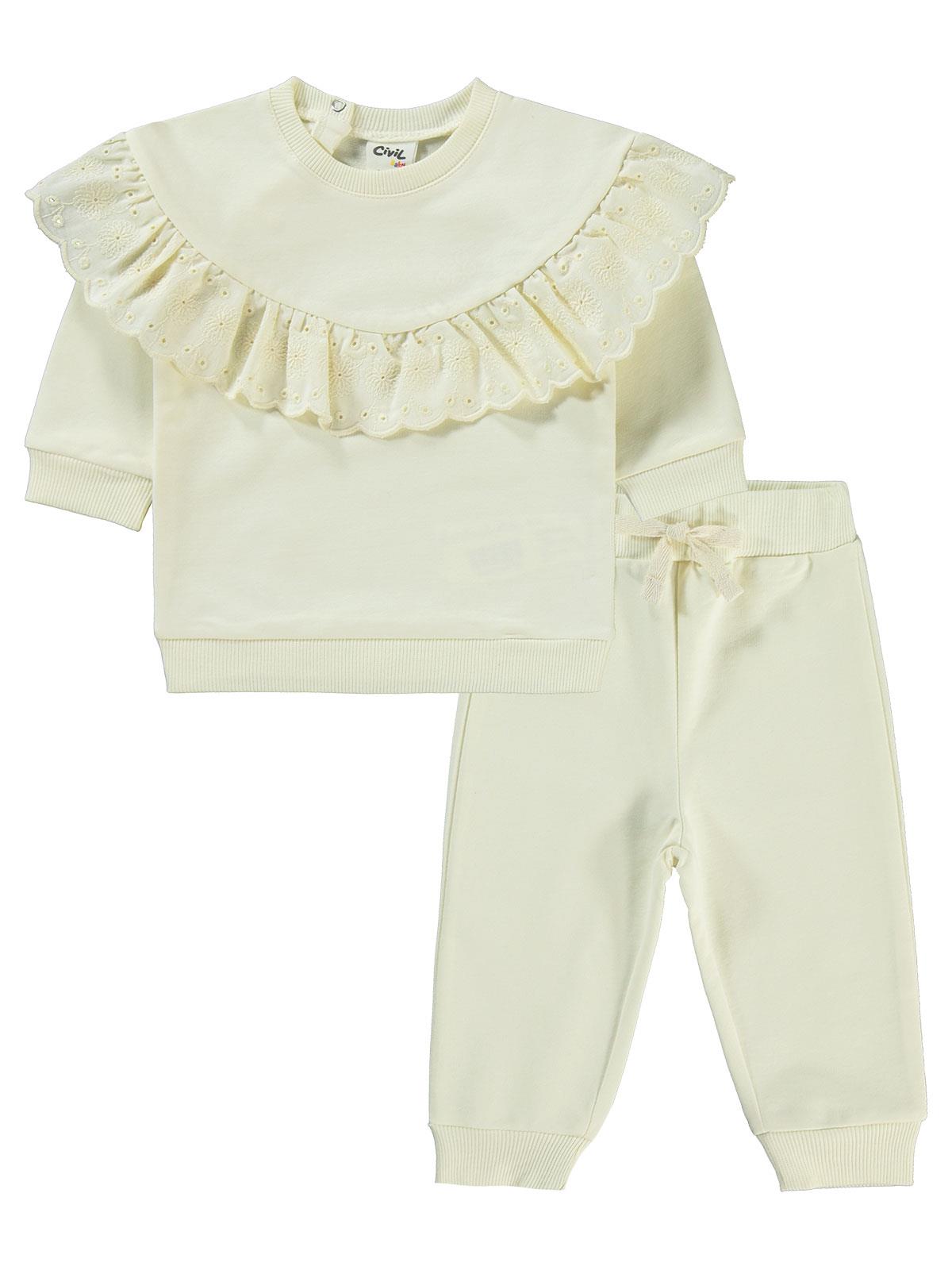 Civil Baby Brodeli 6-18 Ay Takım - Ekru