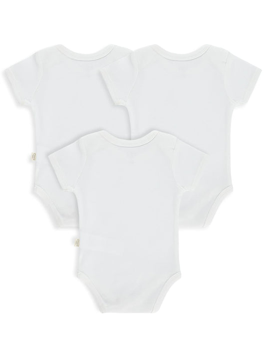 Civil Baby 3 lü Düz Kısa Kol  Çıtçıtlı Badi - Beyaz