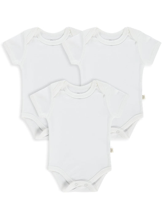 Civil Baby 3 lü Düz Kısa Kol  Çıtçıtlı Badi - Beyaz