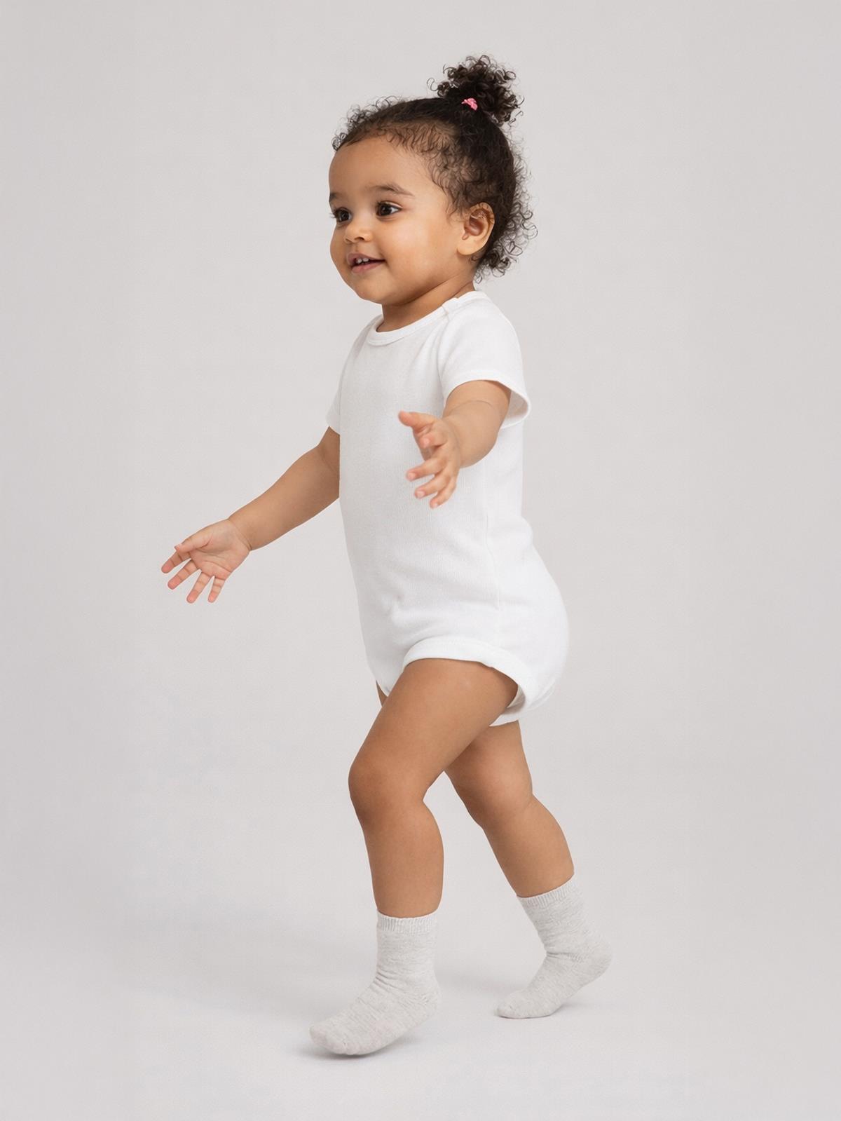 Civil Baby Düz Kısa Kol 5 li 0-1 Ay Çıtçıtlı Badi - Beyaz