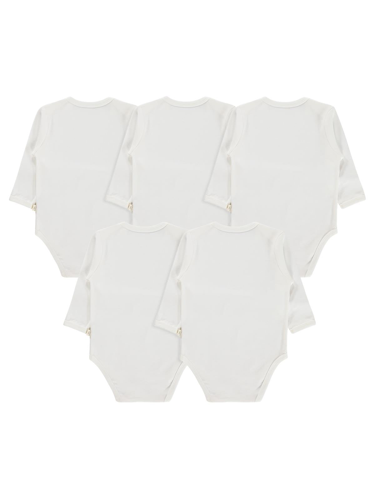 Civil Baby Düz Uzun Kol 5 li 0-1 Ay Çıtçıtlı Badi - Beyaz