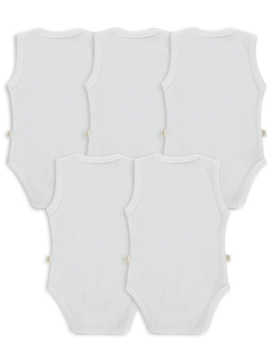 Civil Baby 5 li Düz Basic Sıfır Kol  Çıtçıtlı Badi - Beyaz
