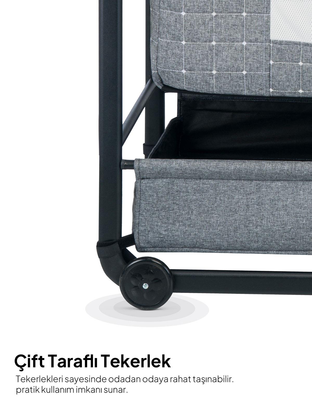 Kujju Elegance Cibinlikli Anne Yanı Sallanır Beşik - Gri