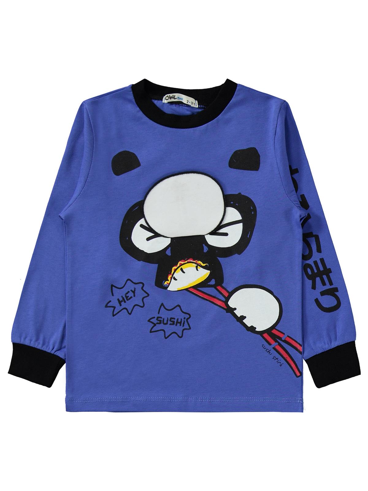 Civil Erkek Çocuk Panda Baskılı Pijama Takımı | Süprem-Süprem | Okul Kreş ve Günlük Kullanım - Mavi