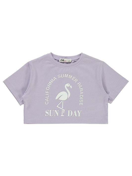 Civil Girls Flamingo Baskılı 2-5 Yaş Tişört - Lila