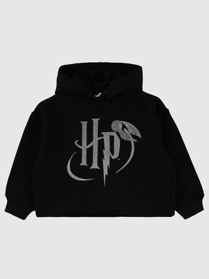 Harry Potter Sweatshirt | 3 İp Uzun Kol Kapşonlu Baskılı | Okul Kreş ve Günlük Kullanım - Siyah