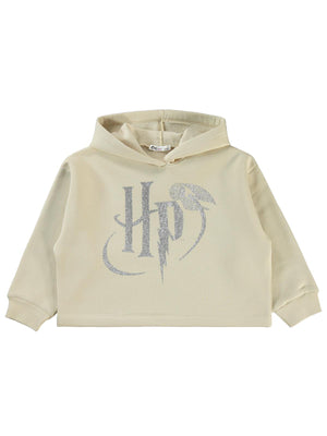 Harry Potter Sweatshirt | 3 İp Uzun Kol Kapşonlu Baskılı | Okul Kreş ve Günlük Kullanım - Beyaz