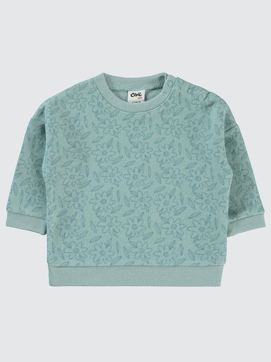 Civil Baby Çiçek Baskılı 6-18 Ay Sweatshirt - Yeşil
