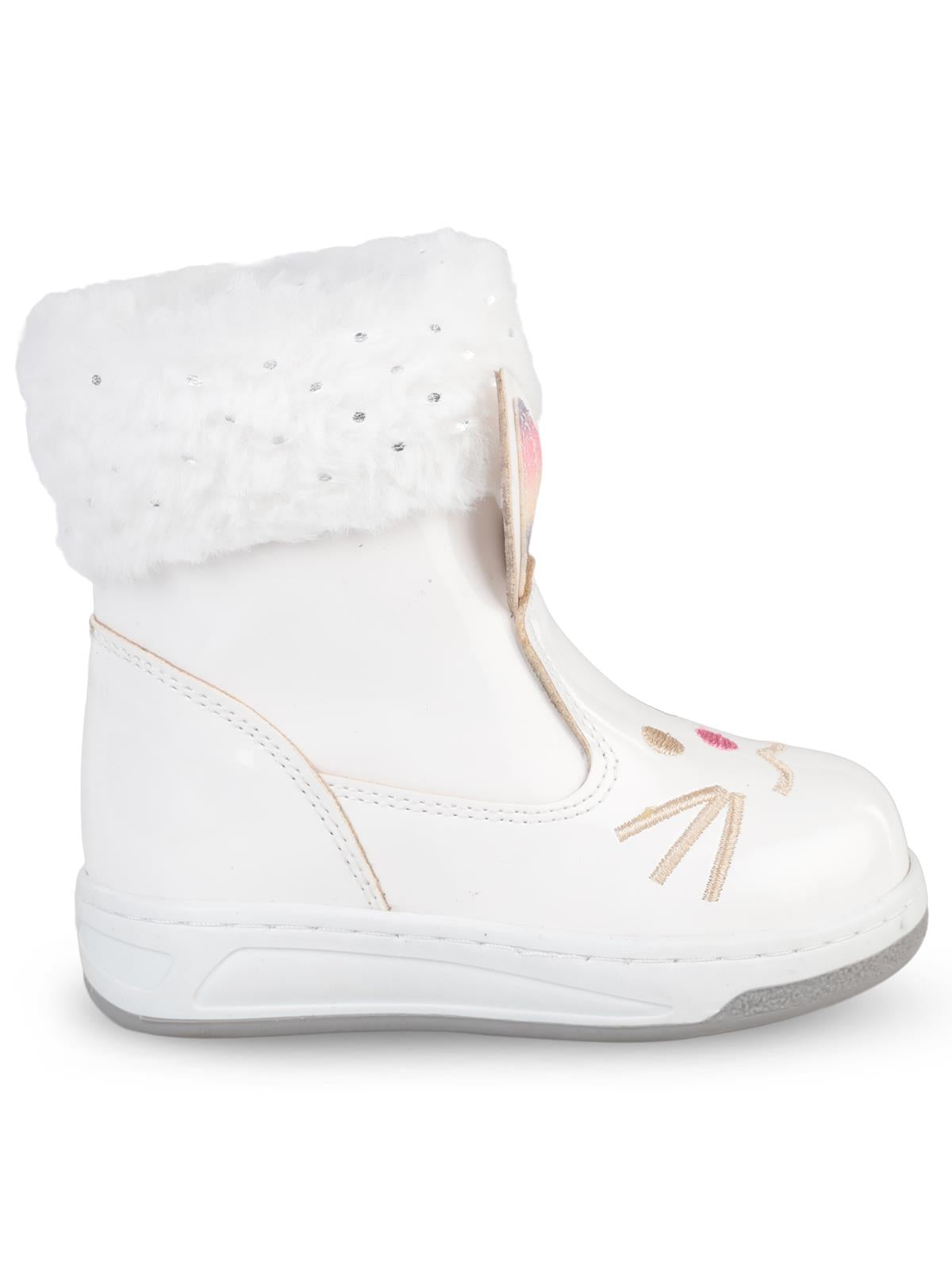 Civil Boots Kedi Nakışlı Rugan 21-25 Numara Bot ve Çizme - Beyaz