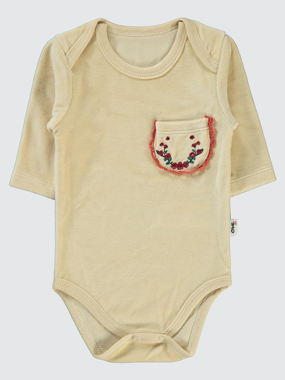 Civil Baby Cep Nakışlı 1-18 Ay Çıtçıtlı Badi - Kahverengi