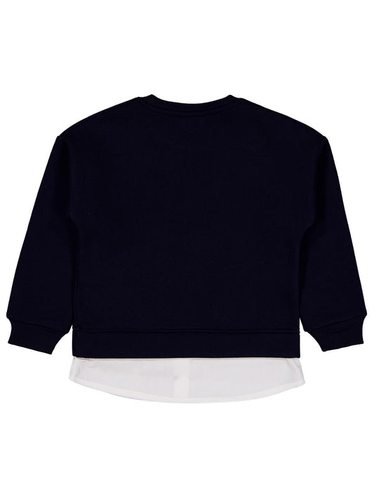 Civil Kız Çocuk Love You Forever Baskılı Sweatshirt | 3 İp Uzun Kol | Okul Kreş ve Günlük Kullanım - Lacivert