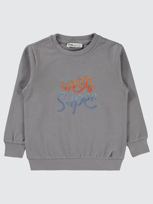 Civil Boys Erkek Çocuk Super Baskılı Sweatshirt | 2 İp Uzun Kol | Okul Kreş ve Günlük Kullanım - Gri